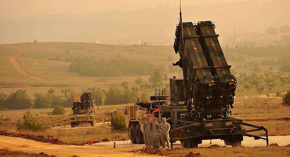 Batería Patriot en Gaziantep, Turquía, fotografía de archivo